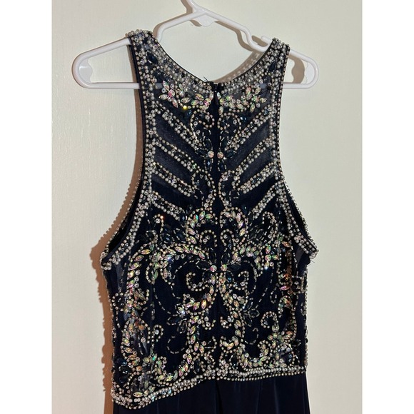 Studio 17 Elegant Navy Blue Beaded Embellished Formal Gown Evening Prom Dress 0 - Picture 7 of 10